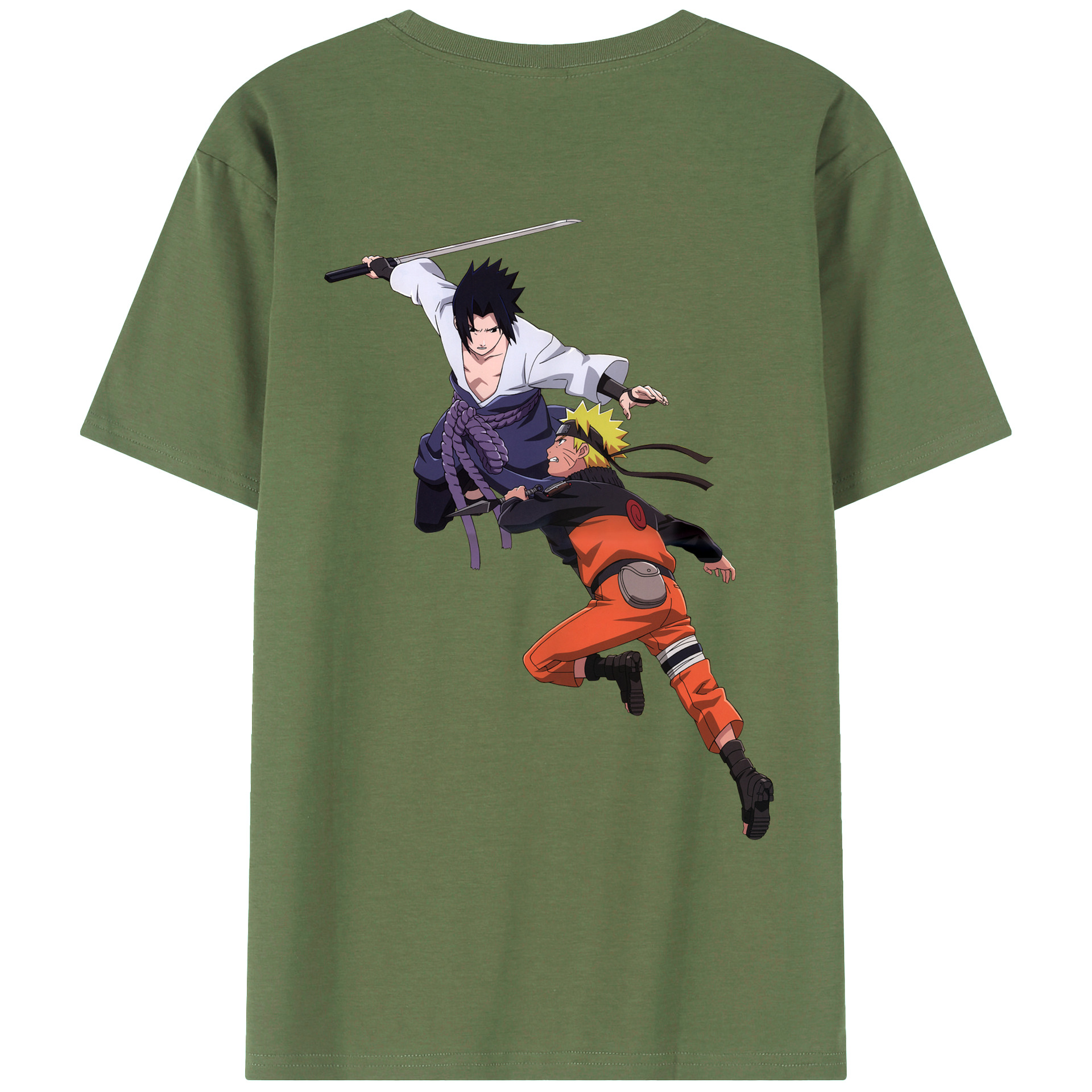 （画像用） NARUTO -ナルト- うちは サスケ Uchiha Sasuke 綿100％ メンズ半袖Tシャツ（バックプリント） 通気性